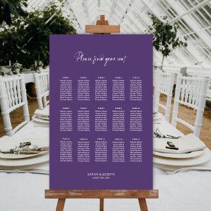 Modern Purple 15 Table Wedding Seating Chart