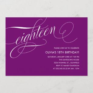 Modern Purple 18th Birthday Invitations