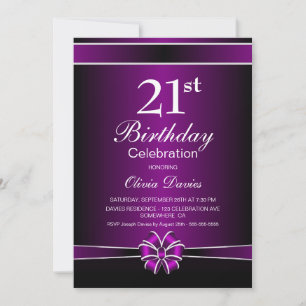 Modern Purple 21st Birthday Celebration Invitation