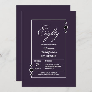 Modern Purple 80th Birthday Party Invitation
