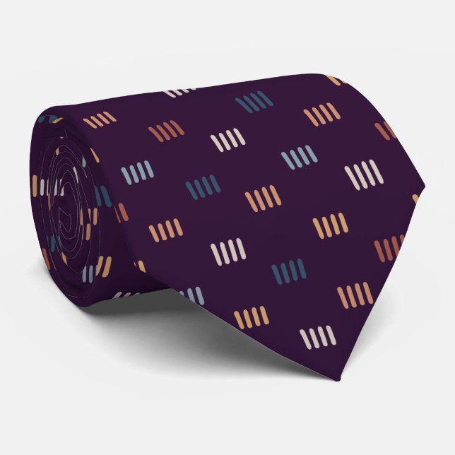 Modern Purple Abstract Art Seamless Pattern Tie (Rolled)