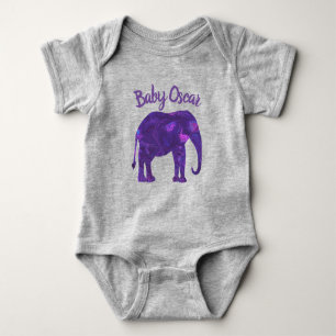 Modern Purple Abstract Elephant Baby Bodysuit
