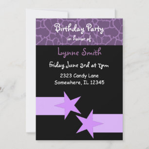 Modern Purple and Black  Birthday Invitation