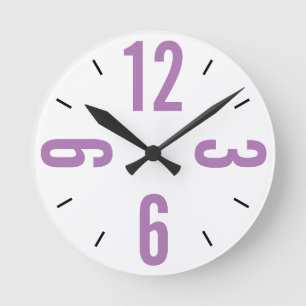 Modern purple and black large numbers round clock