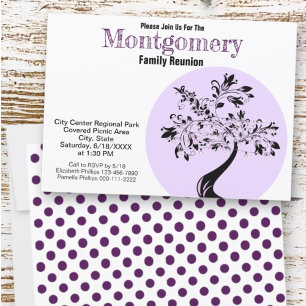 Modern Purple and Black Tree   Family Reunion Invitation