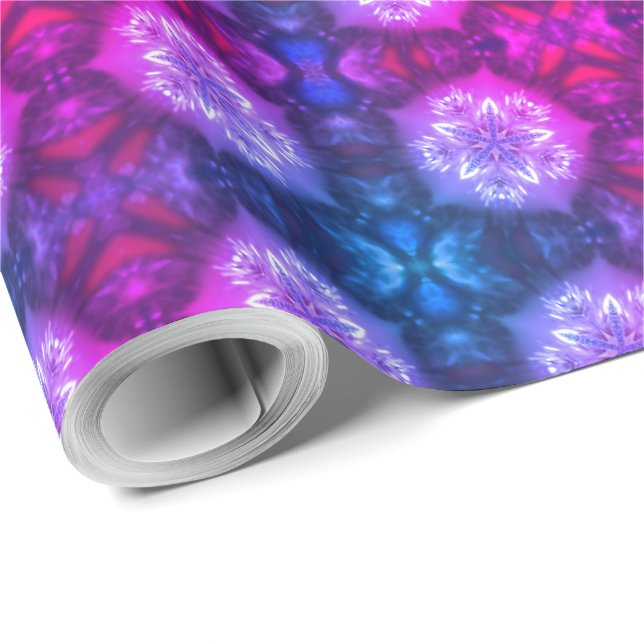 Modern Purple and Blue Stars Pattern Christmas Wrapping Paper (Roll Corner)