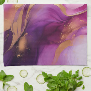Modern Purple and Gold Abstract Luxury- Tea Towel