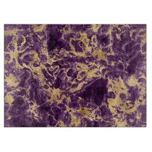 Modern Purple and Gold Marble Pattern Cutting Board