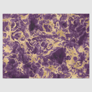Modern Purple and Gold Marble Pattern Tissue Paper