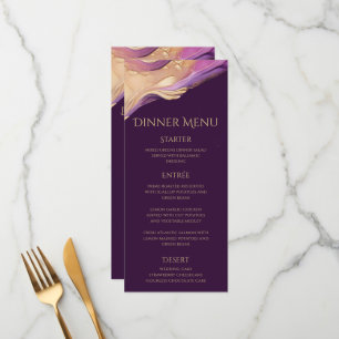 Modern Purple and Gold Wedding Dinner & Bar Menu