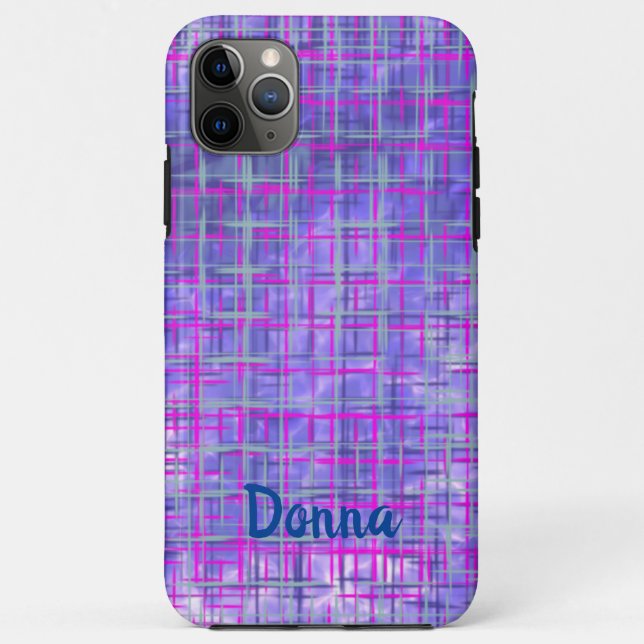 Modern purple and pink grid lines abstract Case-Mate iPhone case (Back)