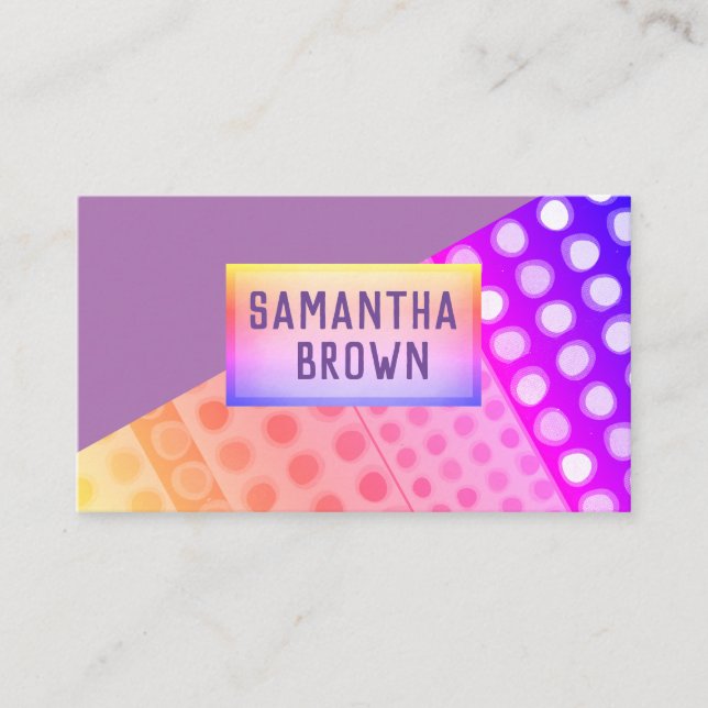 modern purple and pink patterned business cards (Front)