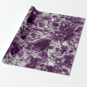 Modern Purple and Silver Marble Pattern Wrapping Paper