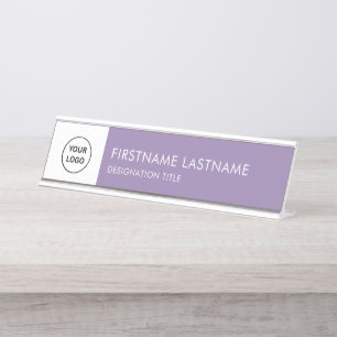 Modern Purple and White - Add Logo, Name, Title Desk Name Plate