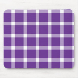 Modern Purple and White Gingham Checkered Pattern Mouse Pad