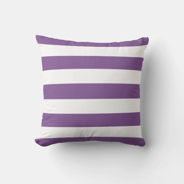 Modern Purple and White Stripes Cushion (Front)