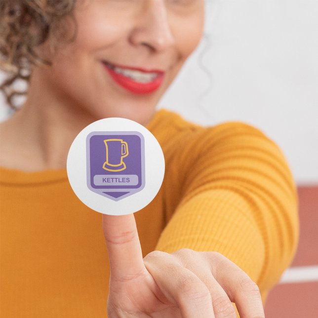 Modern Purple and Yellow Kettles Icon Classic Round Sticker (Creator Uploaded)