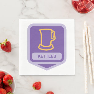 Modern Purple and Yellow Kettles Icon Napkin