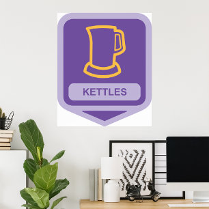 Modern Purple and Yellow Kettles Icon Poster