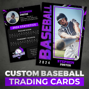 Modern Purple Baseball Player Trading Card Stats