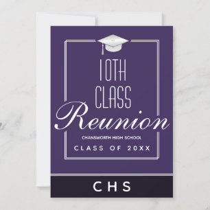 Modern Purple Black 10th Class Reunion Invitation