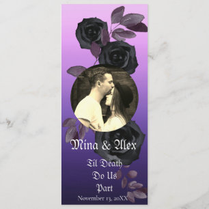 Modern Purple Black Rose Goth Photo Wedding  Program