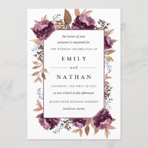 Modern Purple Bloom Watercolor Wedding Invitation