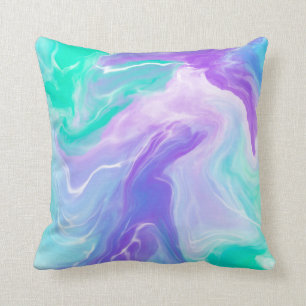 Modern Purple Blue Abstract Marble Cushion