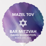 Modern Purple Blue Star David Bar Mitzvah Hebrew Balloon<br><div class="desc">Beautiful religious Jewish Bar Mitzvah Mazel Tov balloons.. Modern yet elegant watercolor design in navy blue, purple colours. White Star of David in middle Modern script letters. 'Is called to the TORAH as a Bar Mitzvah'. Prefect for 13 year old son, boy. Easy to edit - just add your information...</div>