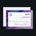 Modern Purple Blue Star David Bar Mitzvah Hebrew RSVP Card<br><div class="desc">Beautiful religious Jewish Bar Mitzvah RSVP cards. Modern yet elegant watercolor design in navy blue, purple colours. White Star of David in middle Modern script letters. 'Is called to the TORAH as a Bar Mitzvah'. Prefect for 13 year old son, boy. Easy to edit - just add your information /...</div>