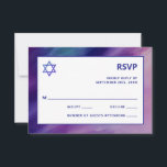 Modern Purple Blue Star David Bar Mitzvah Hebrew RSVP Card<br><div class="desc">Beautiful religious Jewish Bar Mitzvah RSVP cards. Modern yet elegant watercolor design in navy blue, purple colours. White Star of David in middle Modern script letters. 'Is called to the TORAH as a Bar Mitzvah'. Prefect for 13 year old son, boy. Easy to edit - just add your information /...</div>