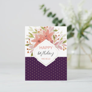 Modern Purple Blush Boho Floral  Card