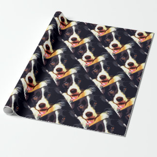 modern purple Border collie Wrapping Paper