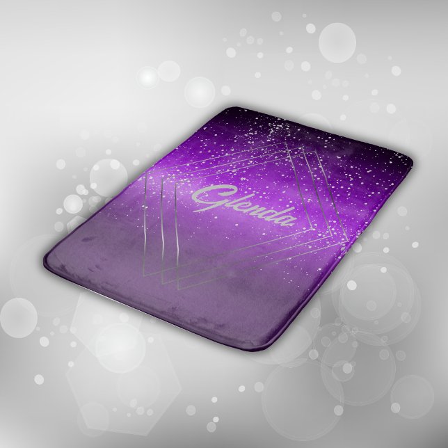 Modern Purple Brushed Metal with Silver Monogram | Bath Mat (Creator Uploaded)