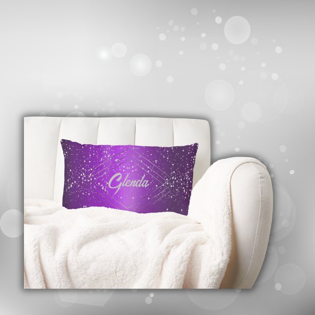 Modern Purple Brushed Metal with Silver Monogram | Lumbar Cushion (Creator Uploaded)