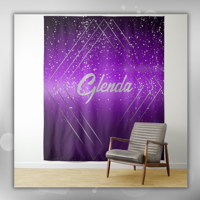 Modern Purple Brushed Metal with Silver Monogram | Tapestry (Creator Uploaded)