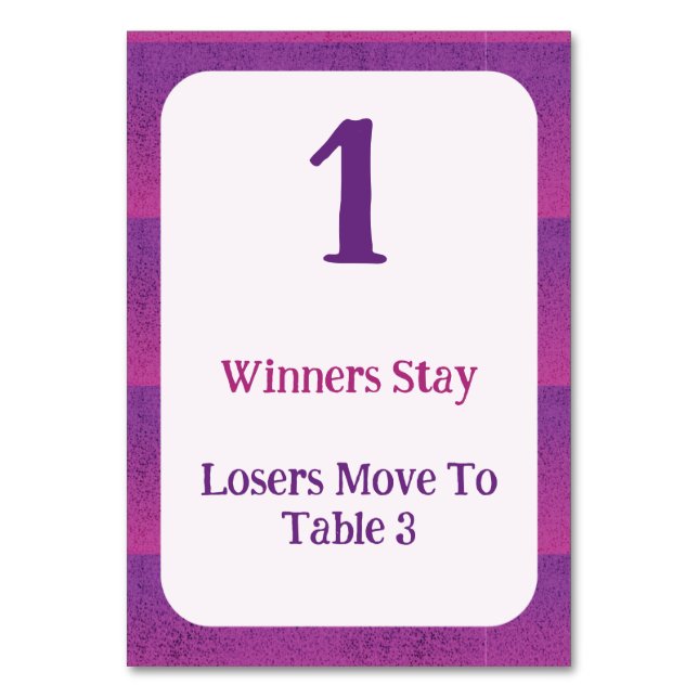 Modern Purple Bunco Table Card (Back)