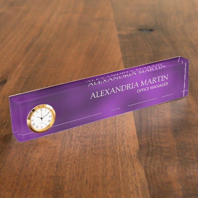 Modern Purple Business Professional Name Desk  Nameplate (Side)