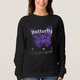 Modern Purple Butterfly Graphic T-Shirt women's Sweatshirt