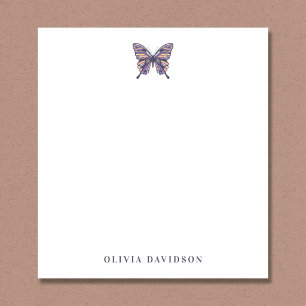 Modern Purple Butterfly Personalised Notepad
