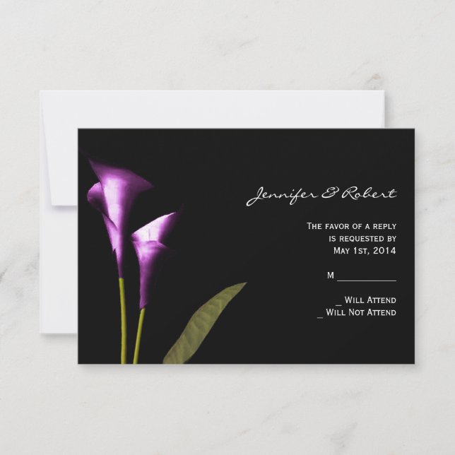 Modern Purple Calla Lily  Response Card (Front)