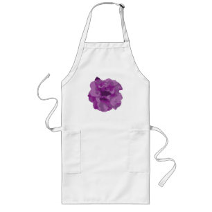 Modern Purple Camellia Flower Long Apron