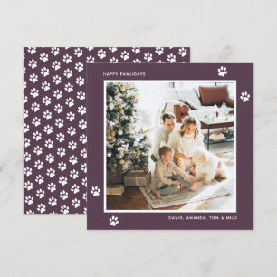 Modern Purple Cat Dog Owner Photo Christmas Card