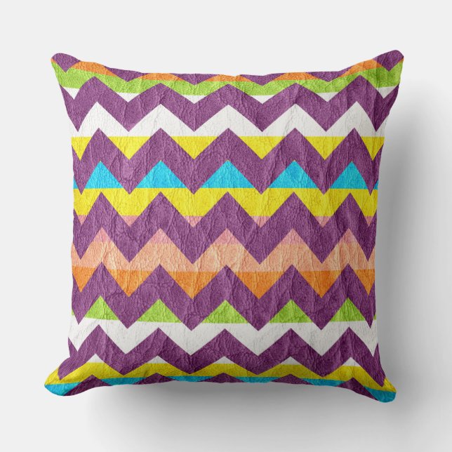 Modern Purple Chevron Leather Cushion (Front)