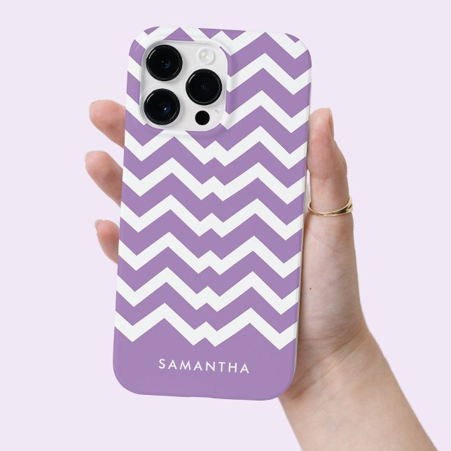 Modern Purple Chevron Pattern Personalised Name Case-Mate iPhone Case (Modern Purple Chevron Pattern Personalized Name Case-Mate iPhone Case)