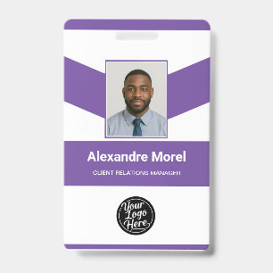 Modern Purple Chevron Professional ID Badge