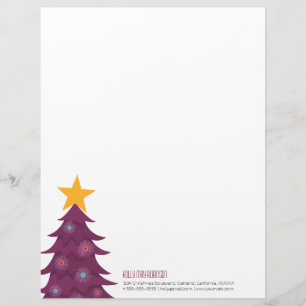Modern Purple Christmas Tree Personal Letterhead Template