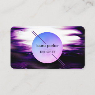 Modern Purple Circle Moon Watercolour Waves Business Card