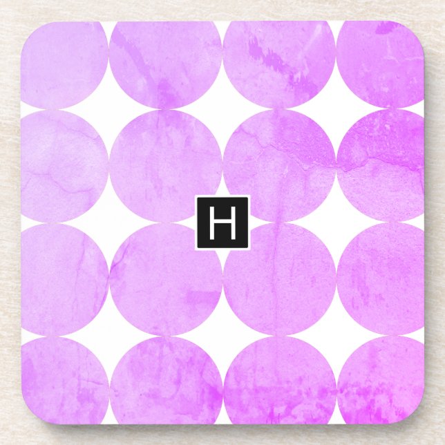Modern Purple Circles | Monogram Coaster (Front)