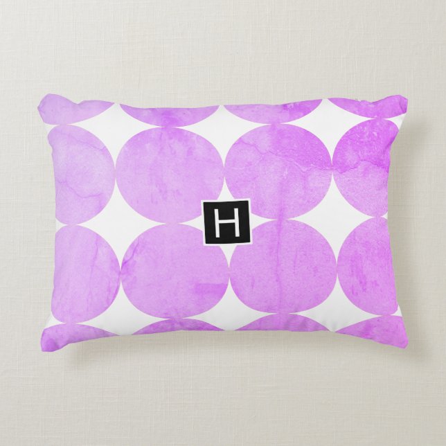 Modern Purple Circles | Monogram Decorative Cushion (Front)